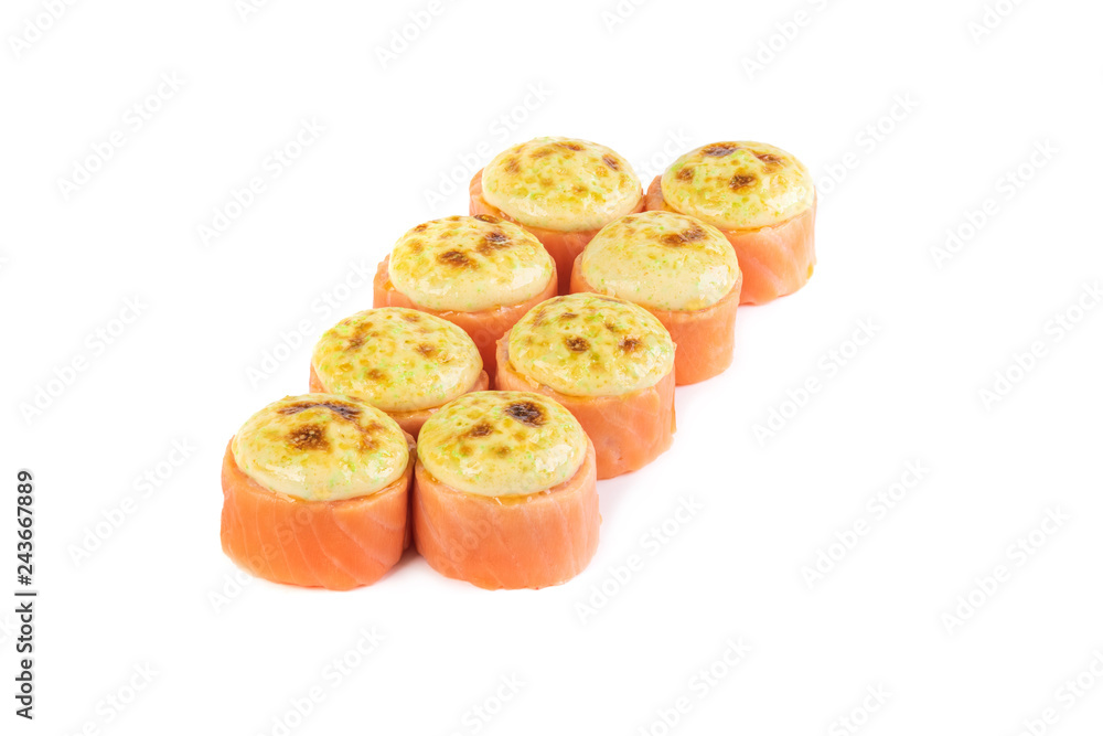 Japanese rolls on a white background isolated Japanese rolls on a white background isolated