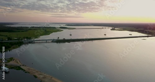 Beautiful view from the top of the river and sunset photo