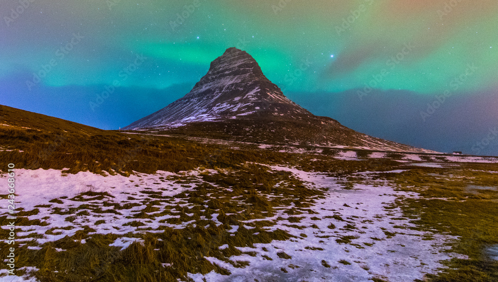 Northern Light, Aurora borealis at Kirkjufell in Iceland