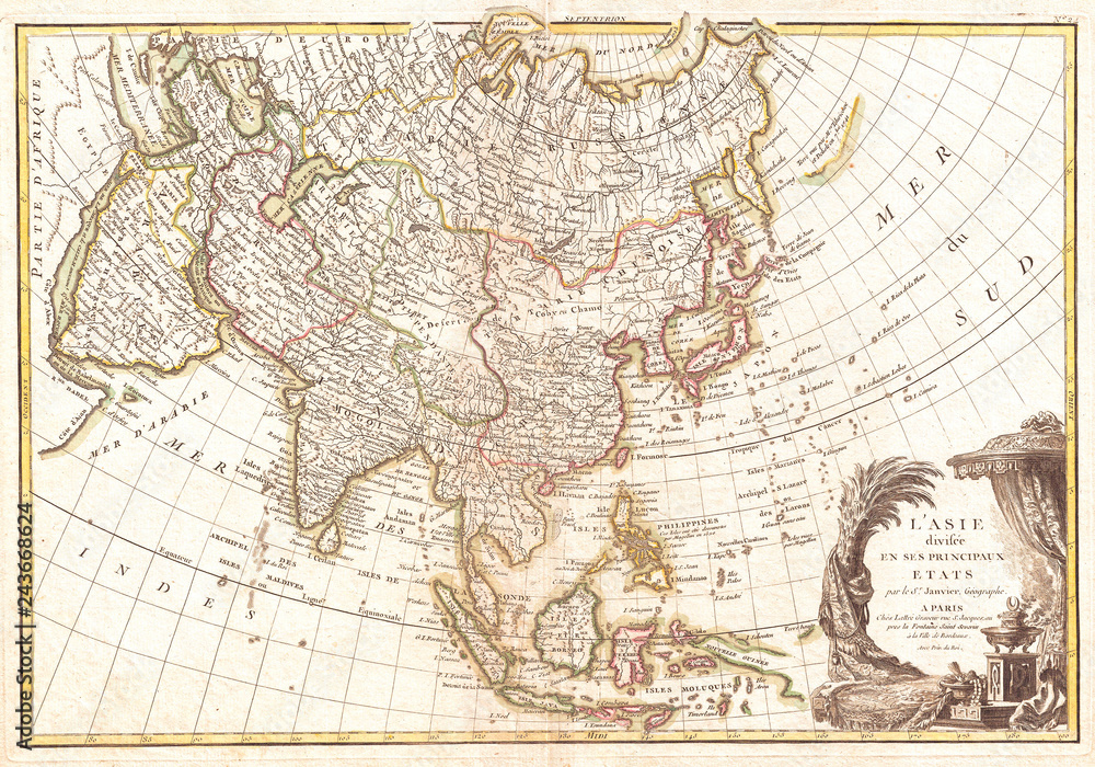 Fototapeta premium 1770, Janvier Mapa Azji