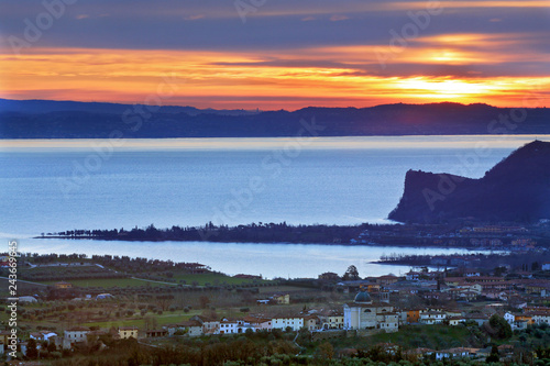 Lago di Garda, panorama con rocca di Manerba. photo