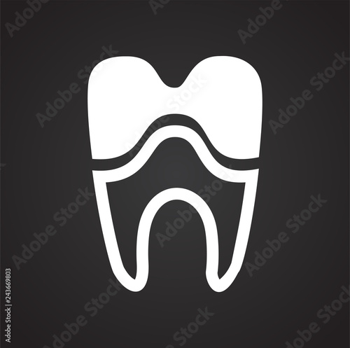 Tooth icon on black background for graphic and web design, Modern simple vector sign. Internet concept. Trendy symbol for website design web button or mobile app