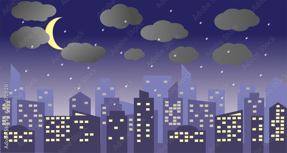 night rainy city
