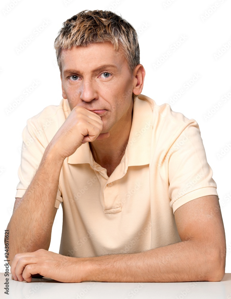 Man with his head on his hand Man with his head on his hand