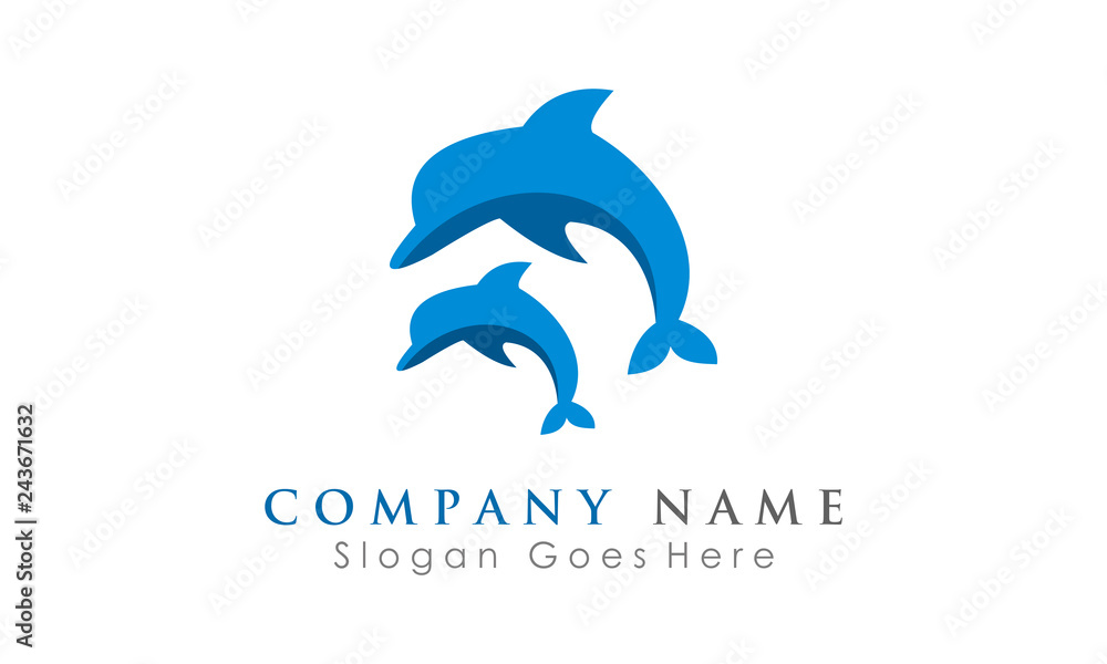 Naklejka premium jump dolphin illustration logo