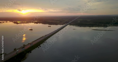 Beautiful view from the top of the river and sunset photo