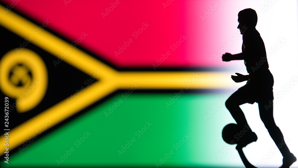 Vanuatu National Flag. Football, Soccer player Silhouette