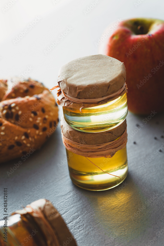 Healthy breakfast variety. Honey with fruit Healthy breakfast variety. Honey with fruit