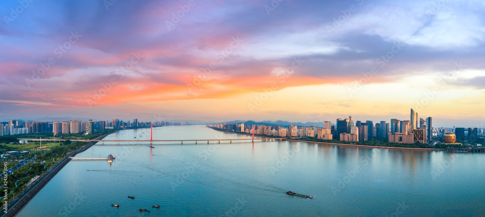 Panoramic city skyline in hangzhou china