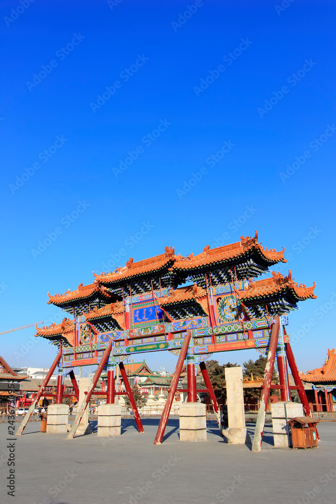 memorial archway landscape architecture in the Dazhao Lamasery, Hohhot city, Inner Mongolia autonomous region, China