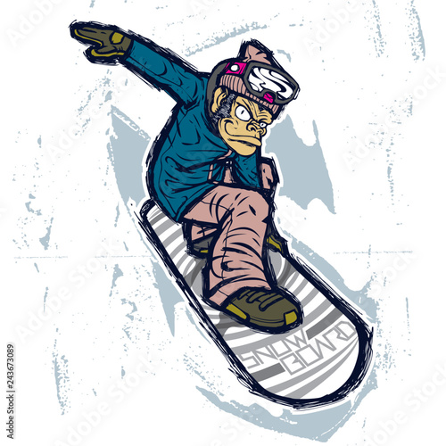 Monkey pro snowboarder