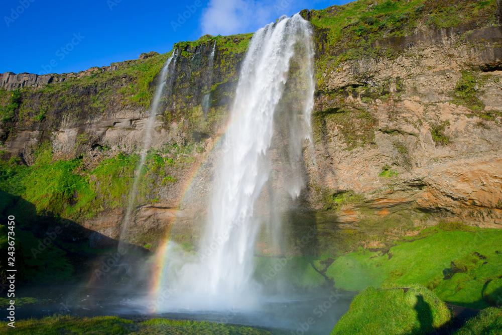 Seljalandfoss Waterfall in summer, Iceland Seljalandfoss Waterfall in summer, Iceland