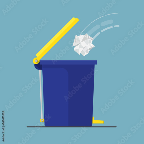 Step trash can vector flat design.