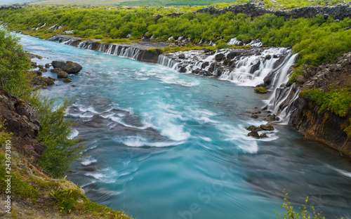 Hraunfossar lava waterfalls in Western Iceland
