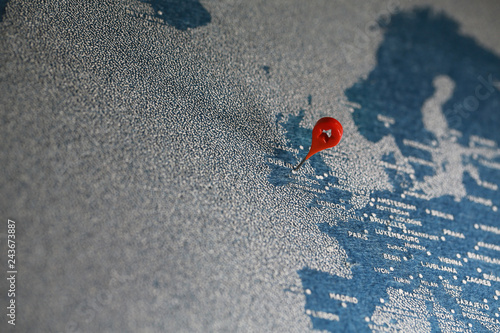 Canvas Print travel painted map with the pin, ireland