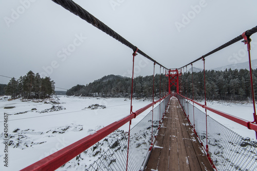 Suspension hanging bridge a...