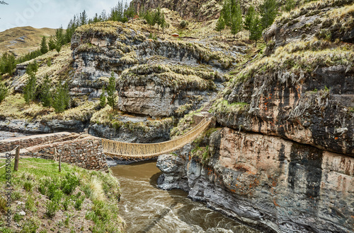 Peru, Quehue, Inca rope bridge photo