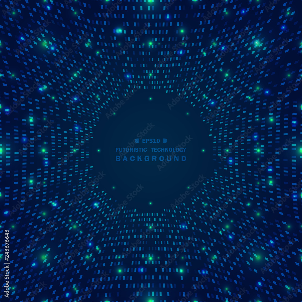 Abstract big data of blue square pattern grid futuristic digital background.