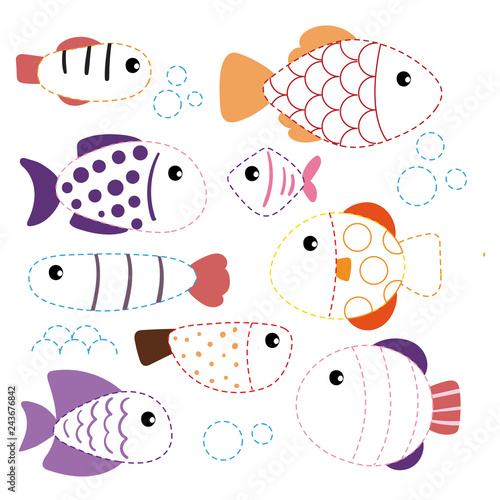 fish worksheet vector design