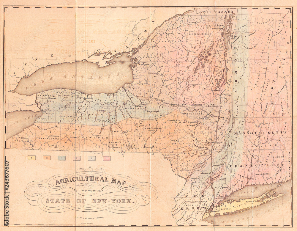 1846, Emmons Agricultural Map of New York State 1846, Emmons Agricultural Map of New York State