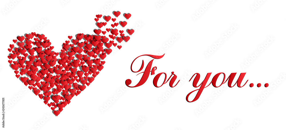 Red hearts background with text For you and free blank space for your text. Valentines Day EPS vector background Red hearts background with text For you and free blank space for your text. Valentines Day EPS vector background