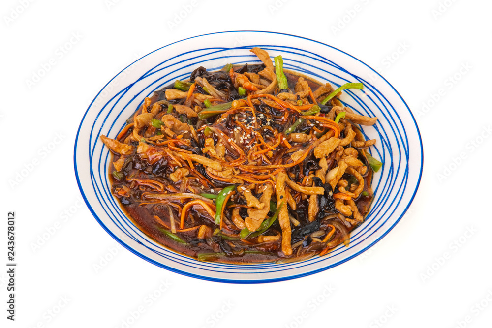 Korean noodles on a white background Korean noodles on a white background