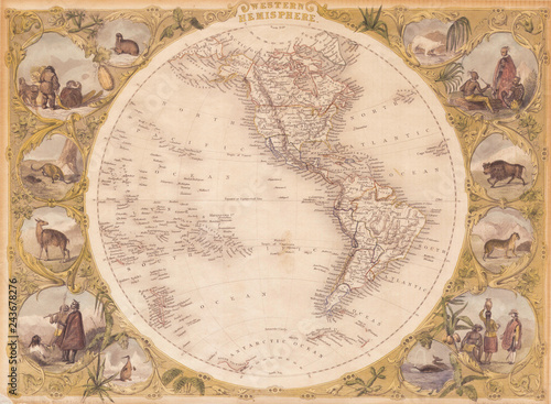 1850, Tallis Map of the Western Hemisphere