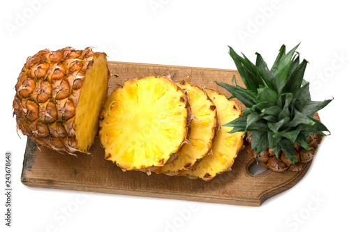 ripe pineapple cut on the tabletop