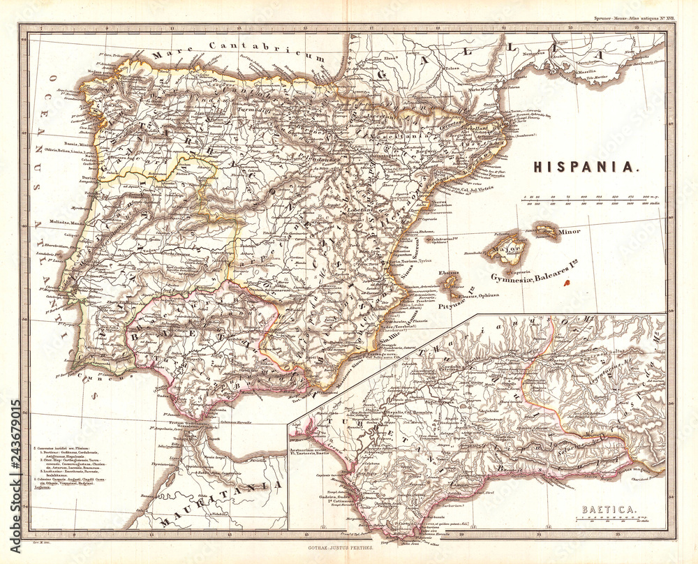 1865, Spruner Map of Spain and Portugal
