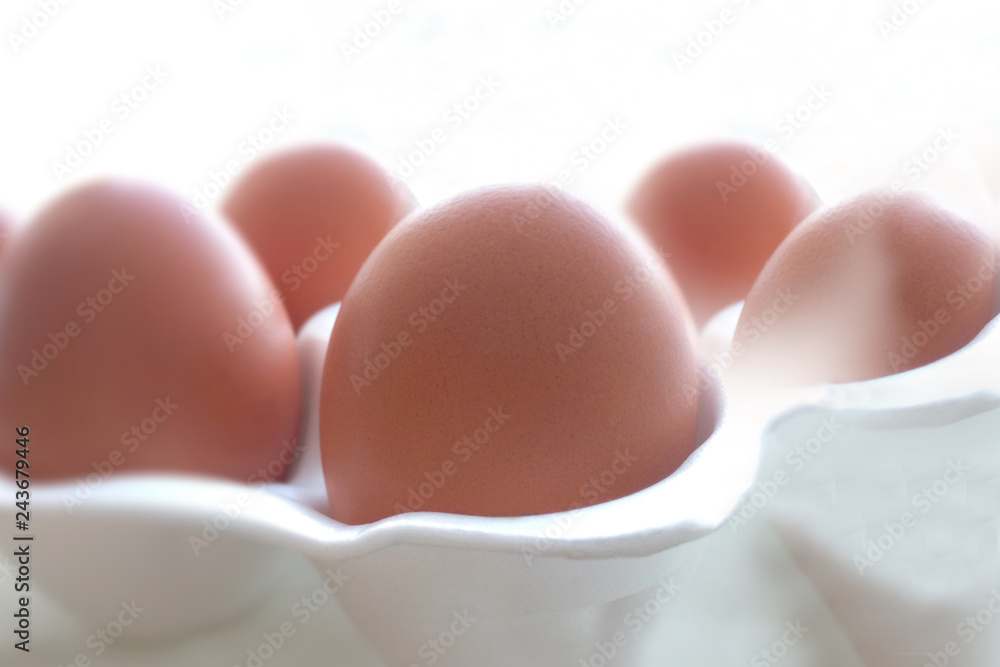 Chicken eggs are bright and fresh and sterile for health and vitality