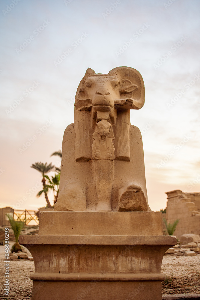 Ram Headed Sphinx at Karnak Temple in Africa