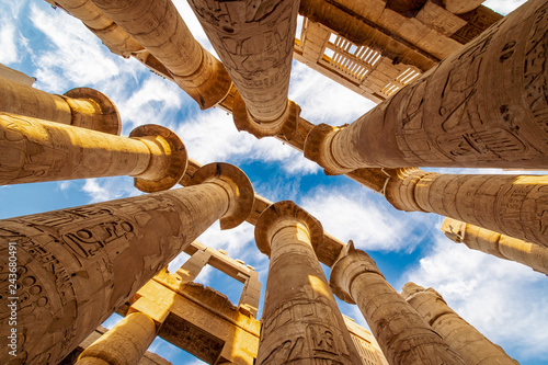 Karnak Hypostyle hall columns in the Temple at Luxor Thebes photo
