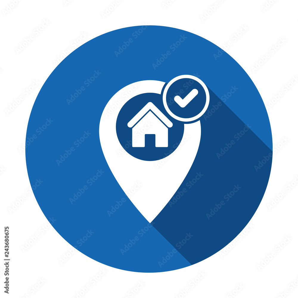Correct house location icon. Address icon with check sign. Address icon and approved, confirm, done, tick, completed symbol. Vector icon Correct house location icon. Address icon with check sign. Address icon and approved, confirm, done, tick, completed symbol. Vector icon
