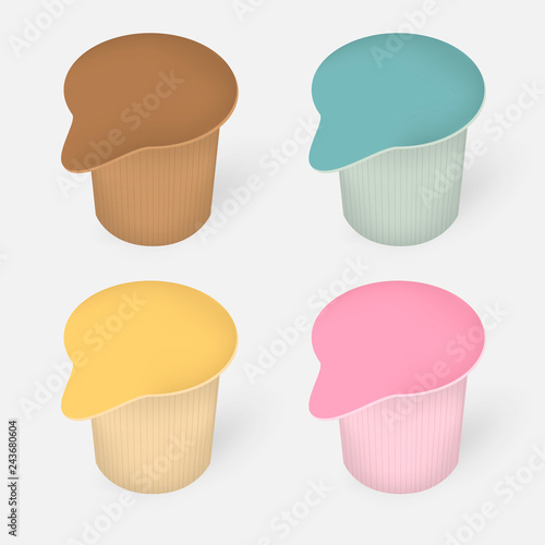 Liquid creamer single color package - coffee cream container, template