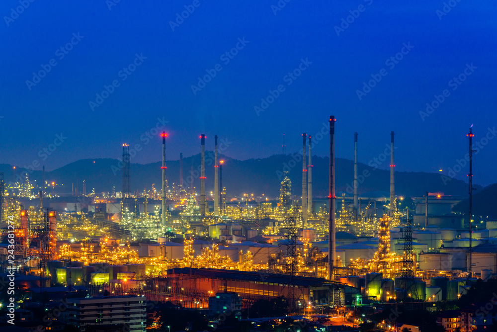Industrial power plant oil station night landscape. Backgrounds Industrial power plant oil station.