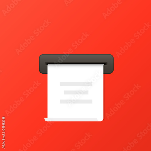Paper receipt from ticket machine slot. Clipart image
