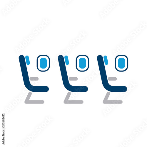 Airplane seats with windows icon. Clipart image isolated on white background