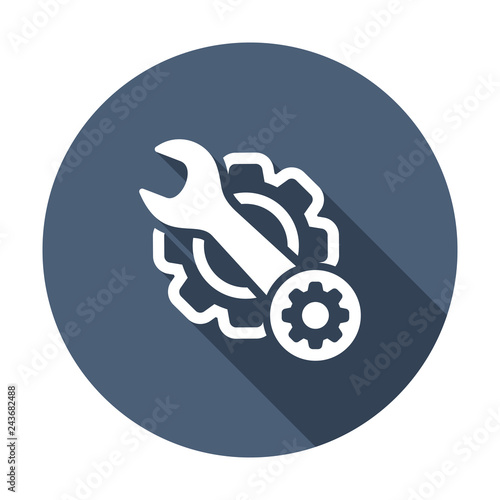 Maintenance icon with settings sign. Maintenance icon and customize, setup, manage, process symbol. Vector icon