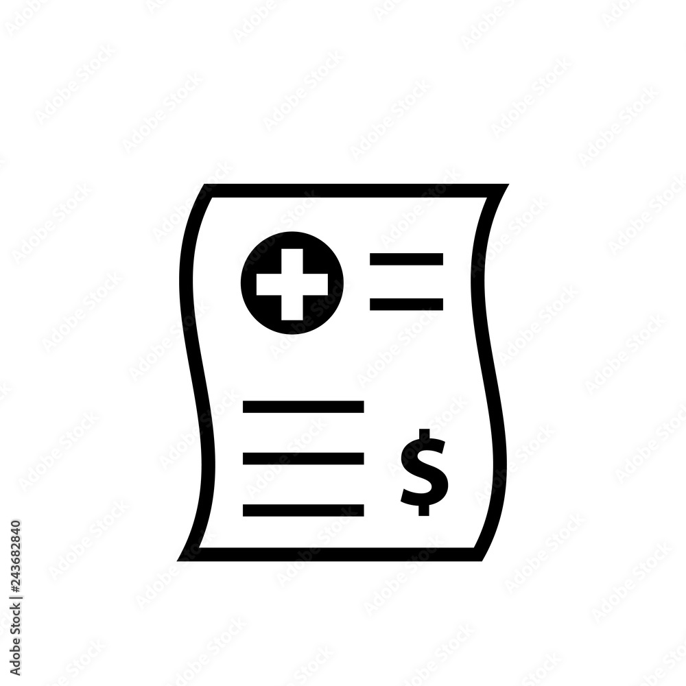Medical bill outline icon. Clipart image isolated on white background Medical bill outline icon. Clipart image isolated on white background