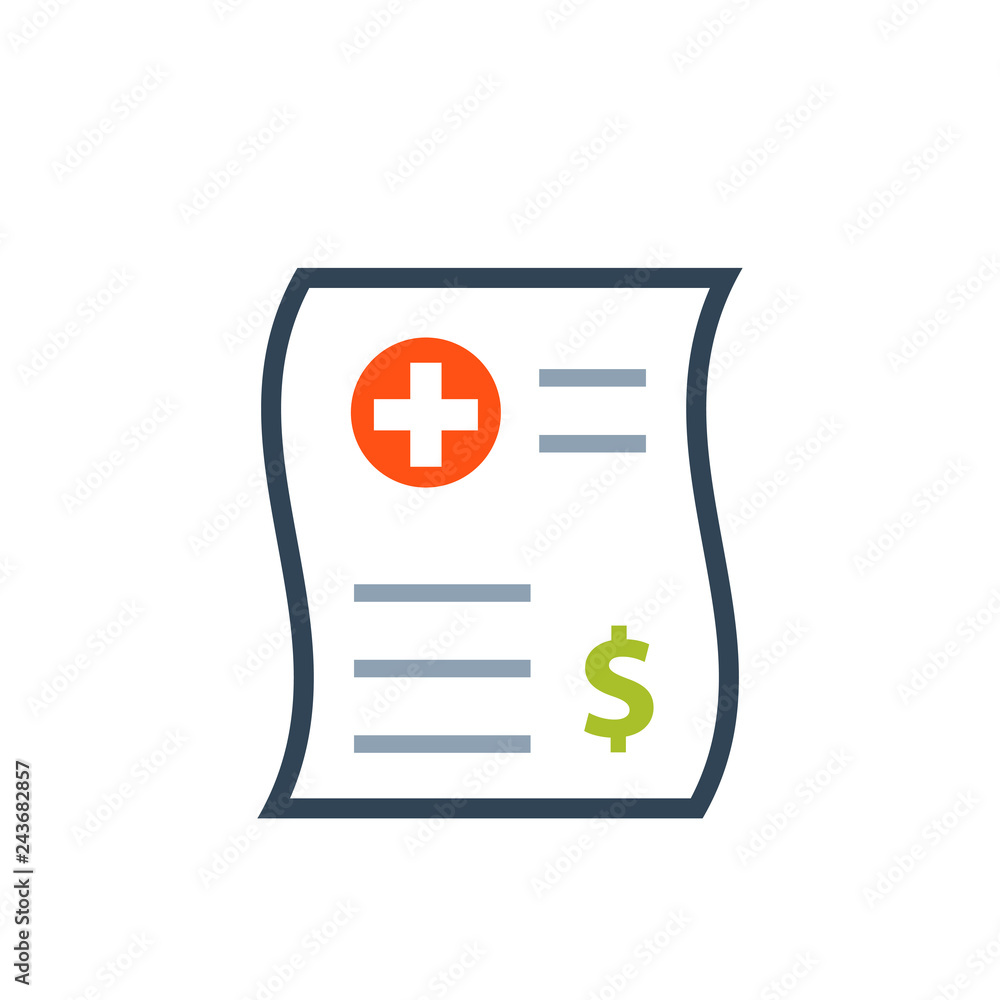 Obraz premium Medical bill color icon. Clipart image isolated on white background