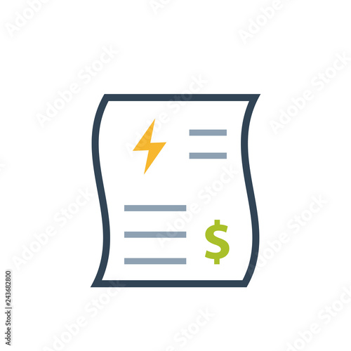 Energy utility bill color icon. Clipart image isolated on white background