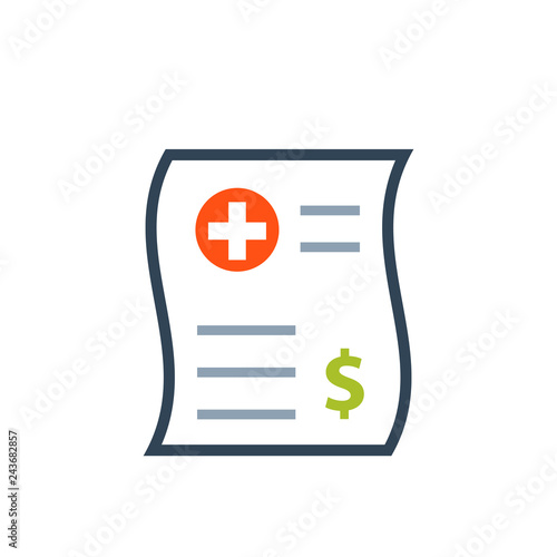 Medical bill color icon. Clipart image isolated on white background