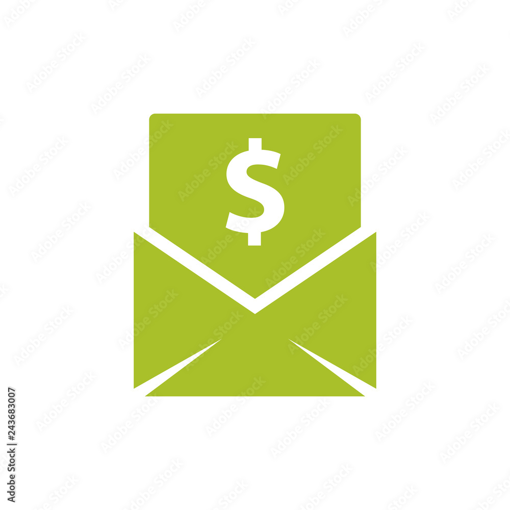 Envelope with bills simple icon. Clipart image isolated on white background Envelope with bills simple icon. Clipart image isolated on white background