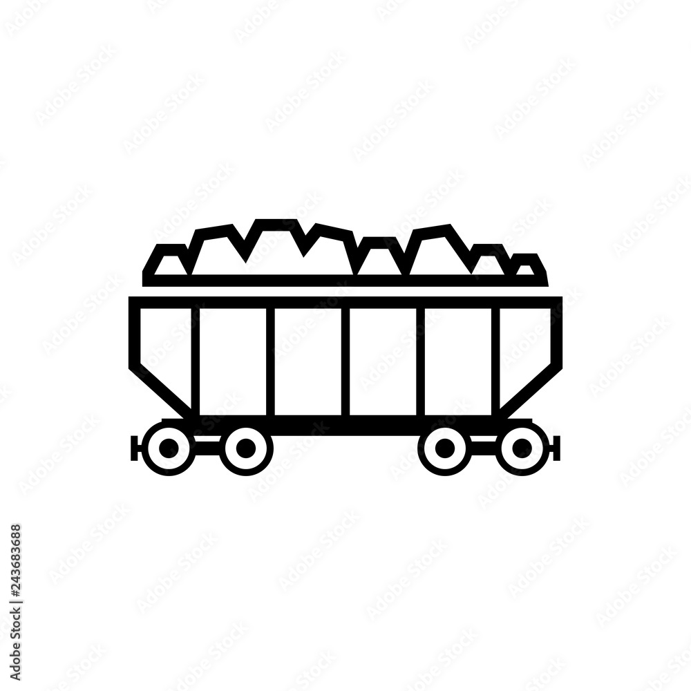 Coal train wagon outline icon. Clipart image isolated on white ...