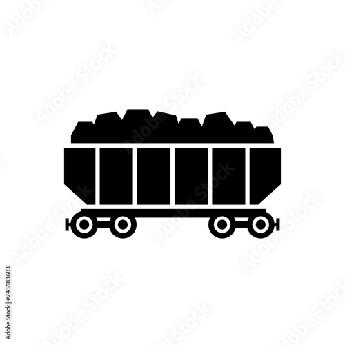 Coal train wagon silhouette icon. Clipart image isolated on white background
