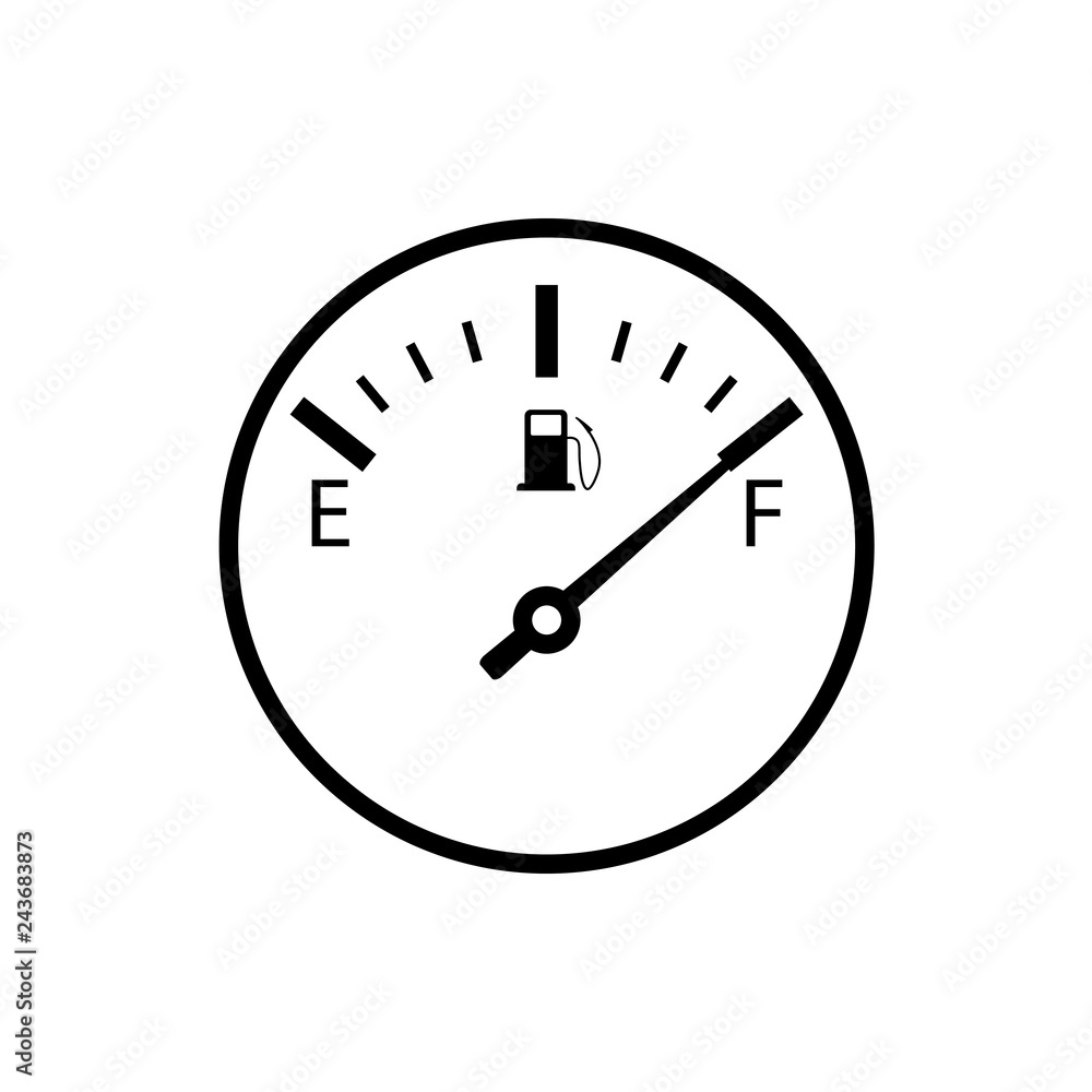 Full fuel gauge outline icon. Clipart image isolated on white background Full fuel gauge outline icon. Clipart image isolated on white background