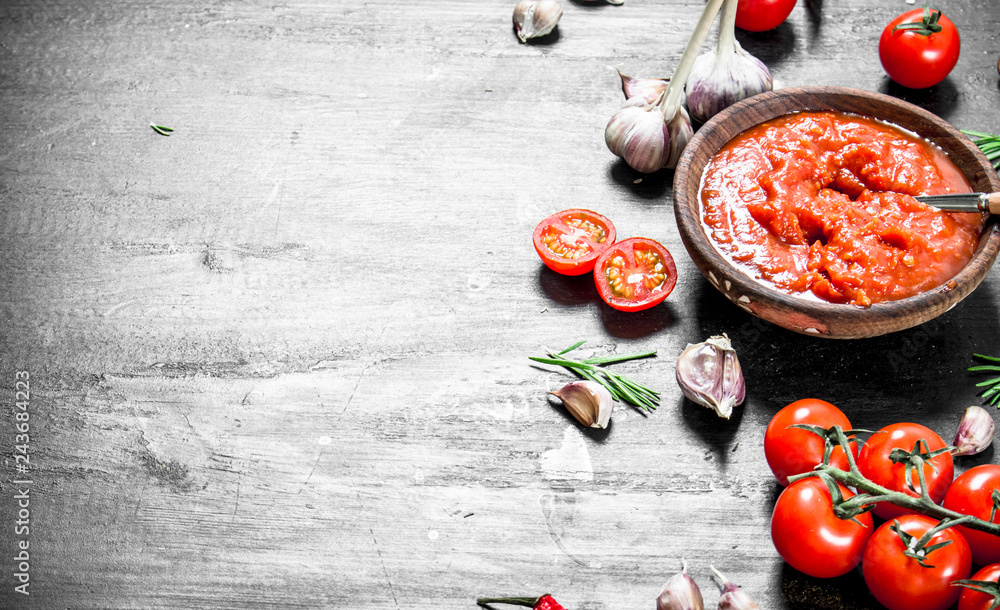 Tomato sauce with garlic and herbs. Tomato sauce with garlic and herbs.