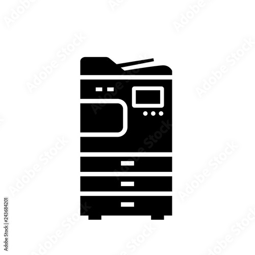 Office multifunction copier machine silhouette icon. Clipart image isolated on white background