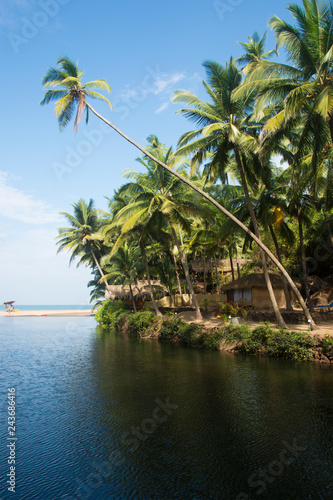 A view of the lagoon and the Arabian sea at Cola Beach, Goa, India