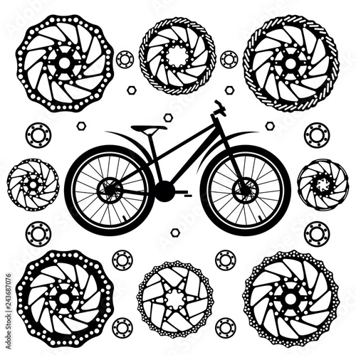 Bicycles. Set of bicycle parts. Isolated vector image.